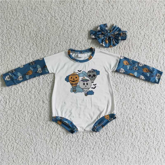 LR0125Balloon bat long sleeve baby kids Halloween romper