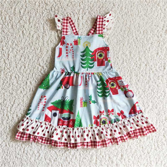 11.27 RTS NO MOQ （In stock）GSD0145 Baby girls Christmas camping dresses