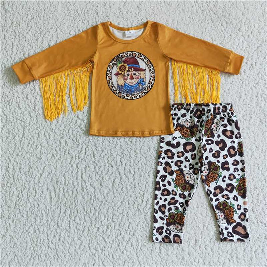 GLP0167Hello fall tassels shirt scarecrow leggings kids clothes