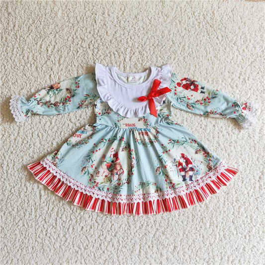 11.26 RTS NO MOQ （In stock）GLD0098 Baby girls Christmas long sleeve house dresses