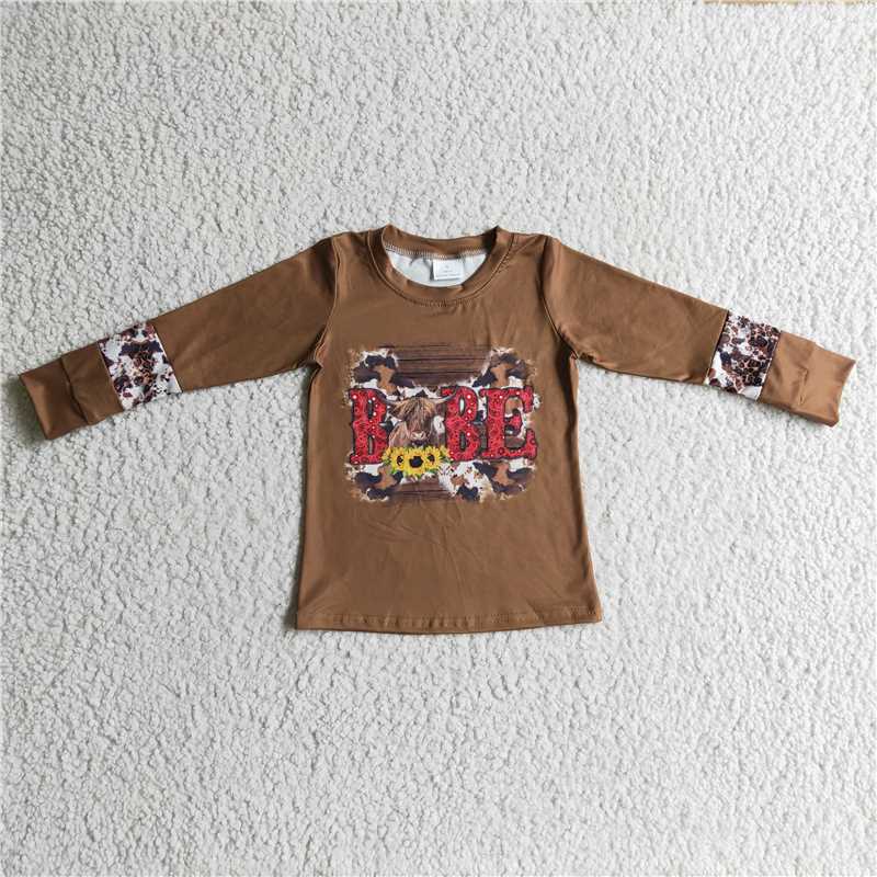 GT0066  Baby Boys Western Babe Brown Long Sleeve shirts tops