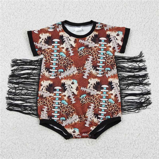 SR0113  Baby Girls Cow Western Tassel rompers