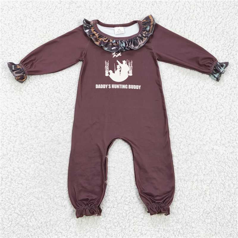 LR0198Daddy's hunting buddy brown baby boy romper