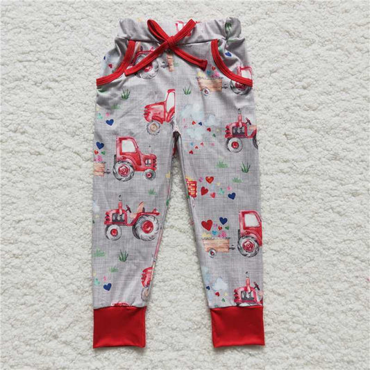 P0036  Baby Boys Valentines heart tractor pants