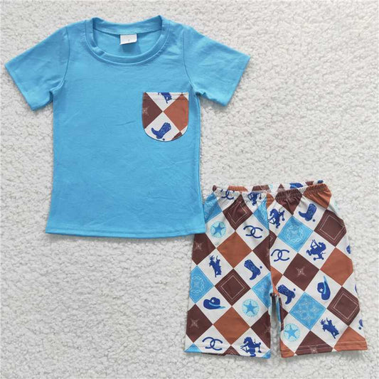 BSSO0150 Sales New RTS No Moq Promotion Baby Boys Boots Tee Shirts Shorts Sets