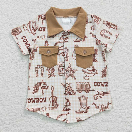 BT0148 Baby Girls Cowboy Western Buttons shirts tops preorder