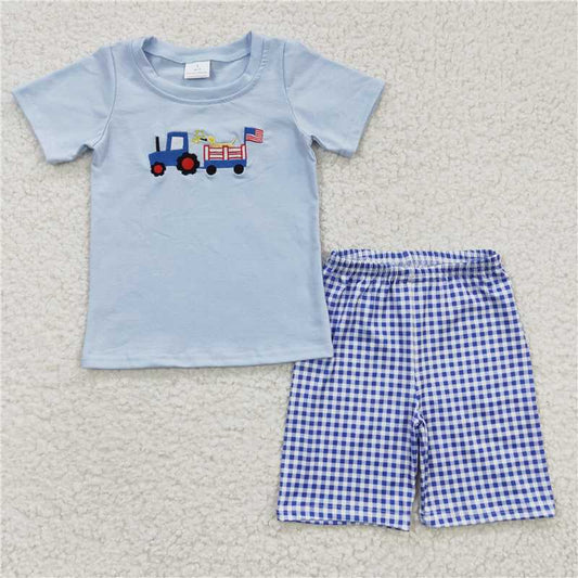BSSO0195 Embroidery Baby Boys 4th Of July Dog Shorts Clothes Sets