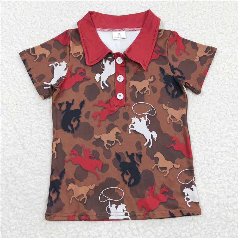 BT0162 Baby Boys Western Sibling Brother Short Sleeve Buttons Pullovers Shirts