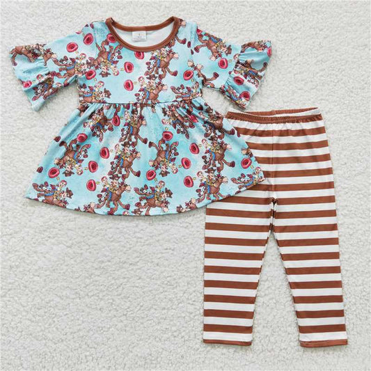 GSPO0389 Girls Toy Story Donkey blue short-sleeved trousers set