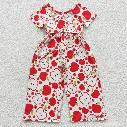 SR0393  Baby Girls Back To School Apple Jumpsuits