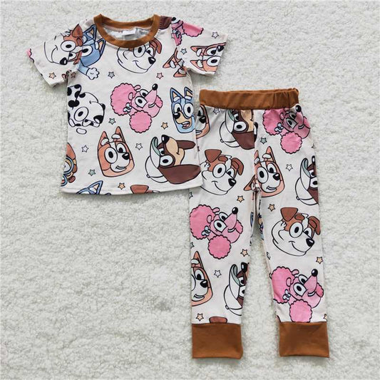 BSPO0120 Baby Kids Cute Dogs Pajamas Clothes Sets