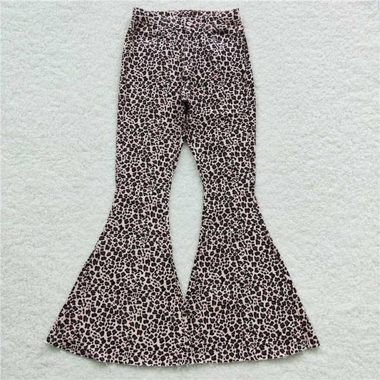 P0117  Adult Women Leopard denim bell pants Jeans