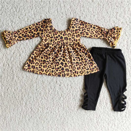 6 B6-40Leopard tunic match black leggings set