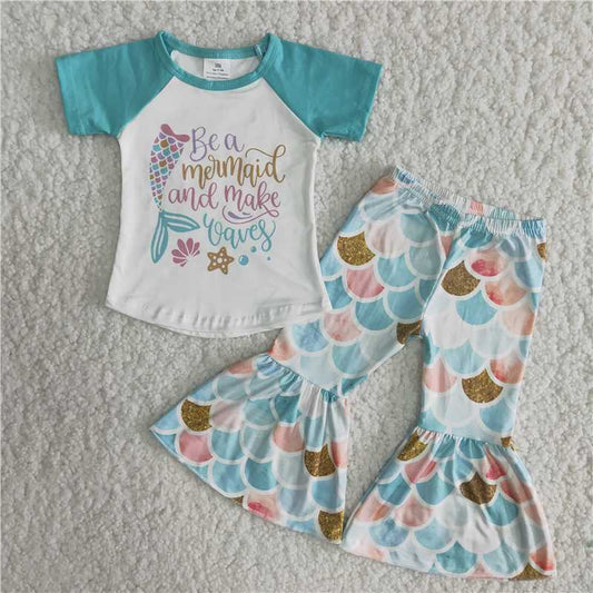 B16-22 Mermaid bell bottom pants set