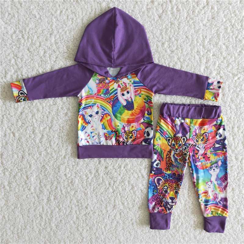 6 B11-3 Purple panda hoodie and pants set