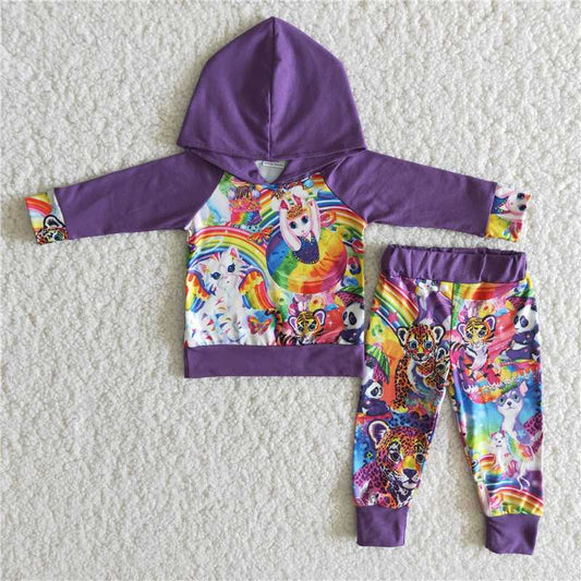 6 B11-3 Purple panda hoodie and pants set