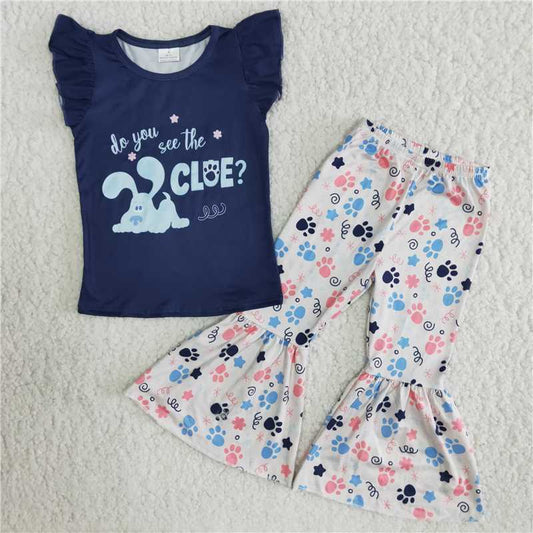 B13-3 Baby Girls Dog bell bottom pants