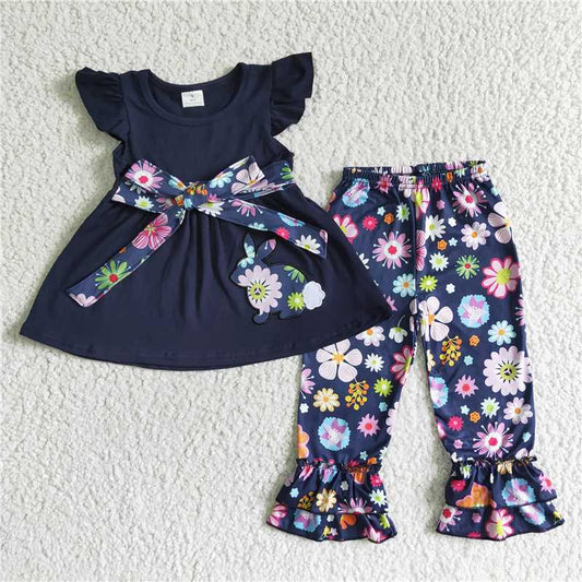 B10-15 Easter cotton embroidered bunny black bunny belt sets
