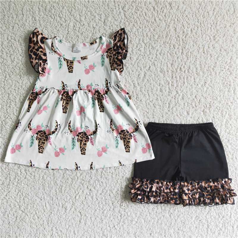 Heifer leopard ruffles shorts set