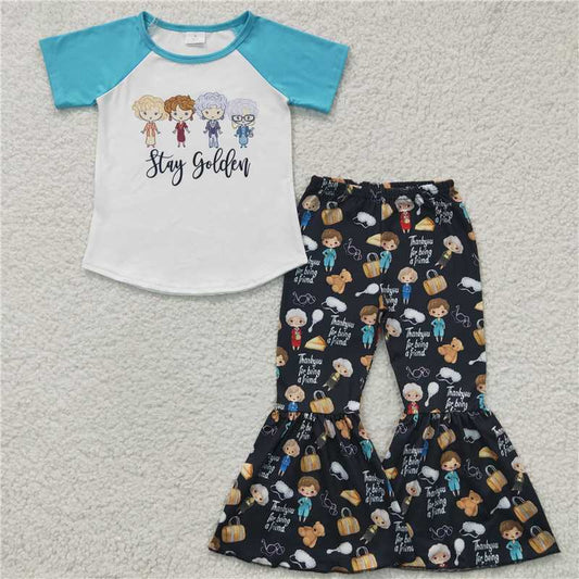 C6-23 Baby girls women blue bell set