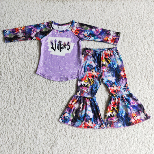 6 A16-29Purple long sleeve bell bottom pants Halloween set