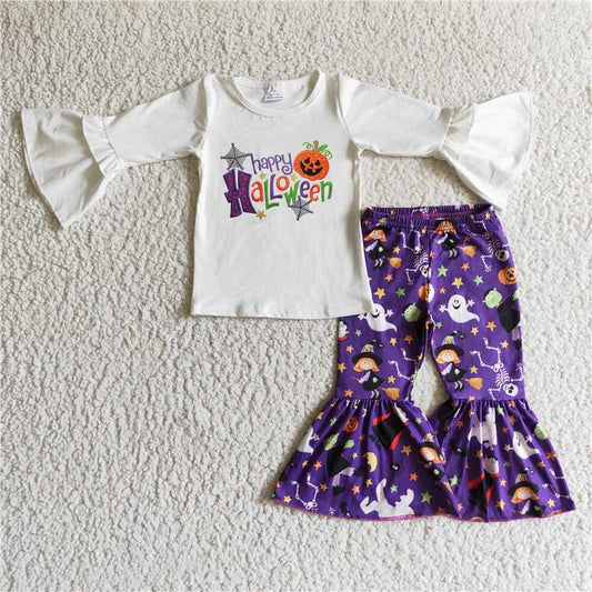 6 B9-22Happy Halloween shirt bell bottom pants girls outfits