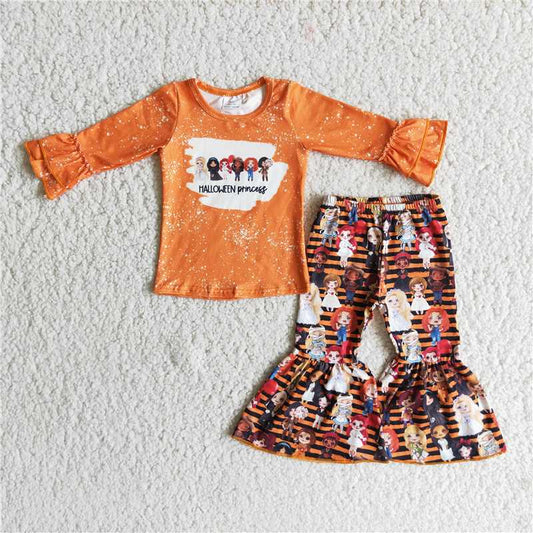 6 B9-24Halloween princess shirt bell bottom pants clothing sets