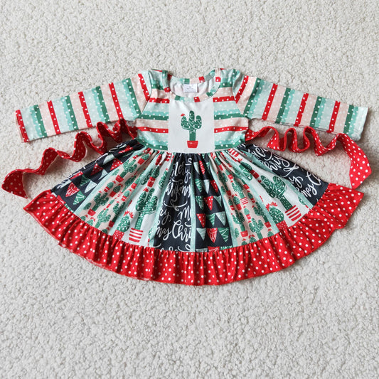 6 A8-20  Cactus Christmas patchwork twirl dresses-Promotion