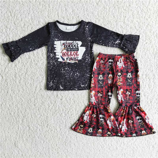 6 C7-39Black bleached shirt pants girls Halloween outfits