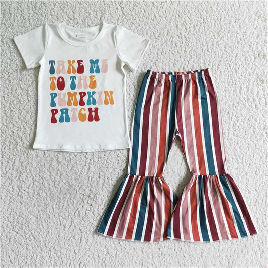 D6-19 Take me to the pumpkin stripe bell pants sets