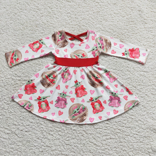 6 A2-4  Valentines Girls Cartoon long sleeve dresses