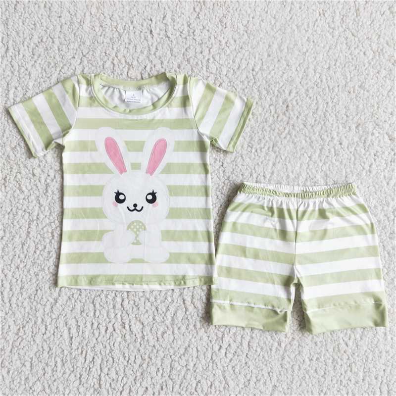 Easter green stripe shorts sets