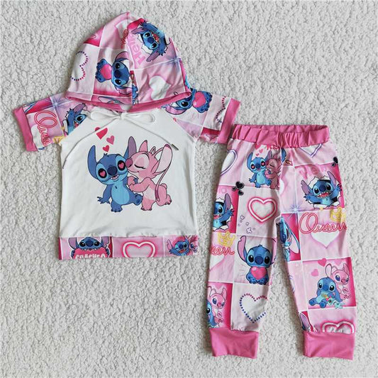 E8-26 Cartoon animal hoodie pants sets