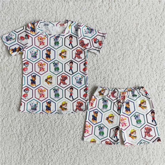 E11-16 Short sleeve cute dog print boy shorts outfits pajamas