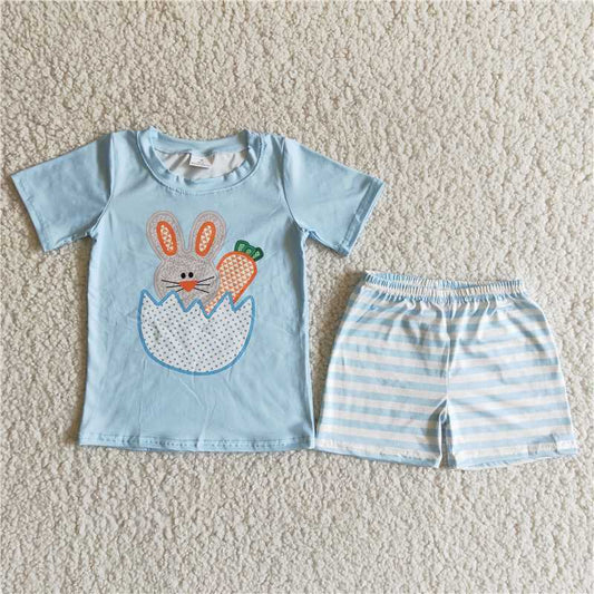 B11-25 Baby boys Easter bunny shorts 2pcs clothing sets