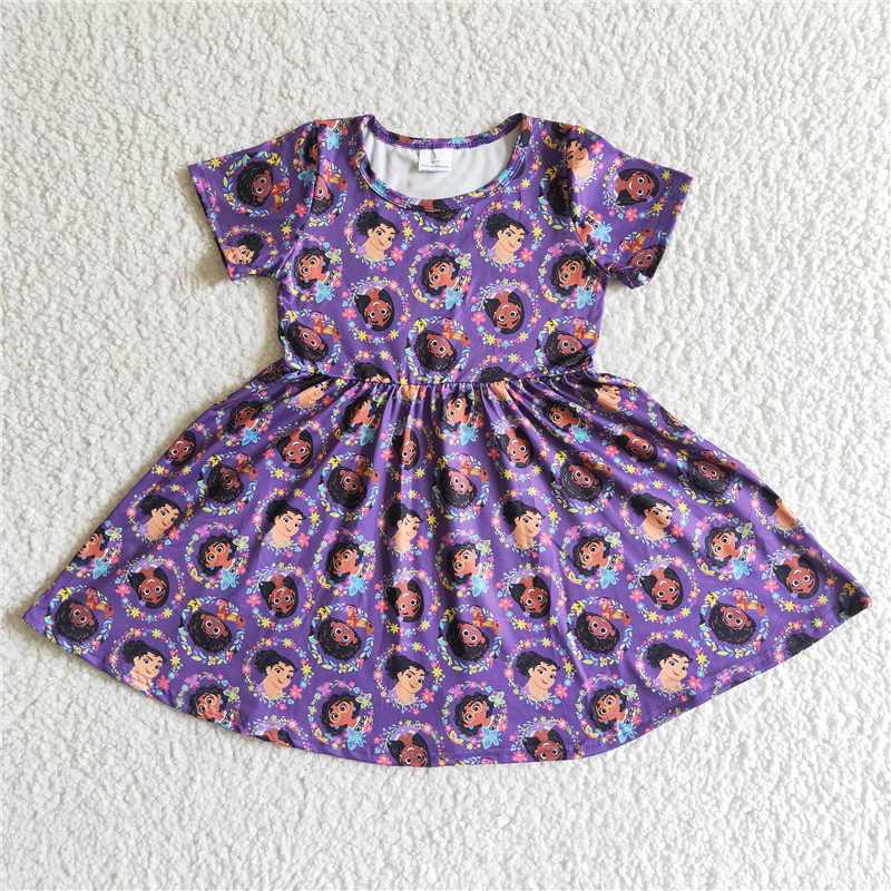 GSD0008 Encanto purple short-sleeved dress