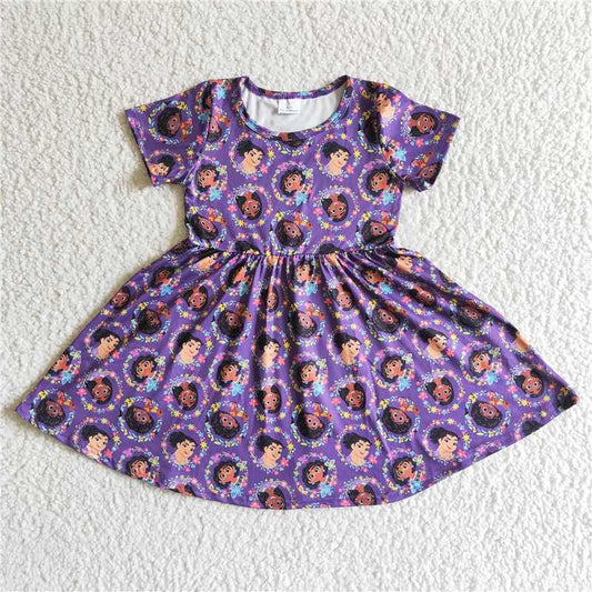 GSD0008 Encanto purple short-sleeved dress