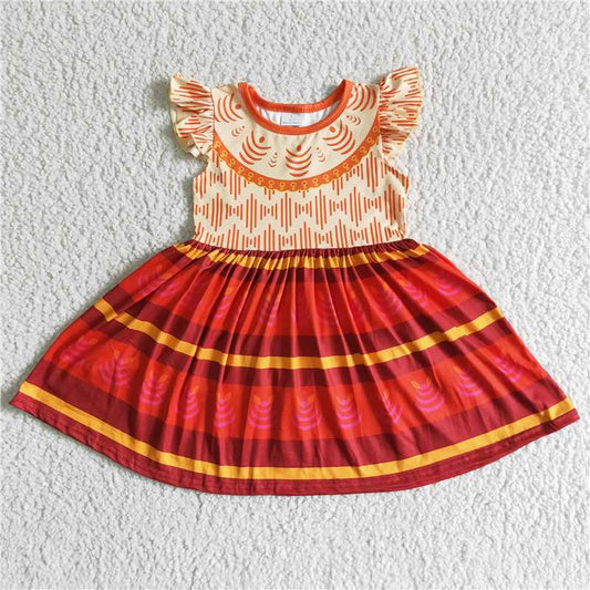 GSD0010 Orange flying sleeves and orange skirt dress