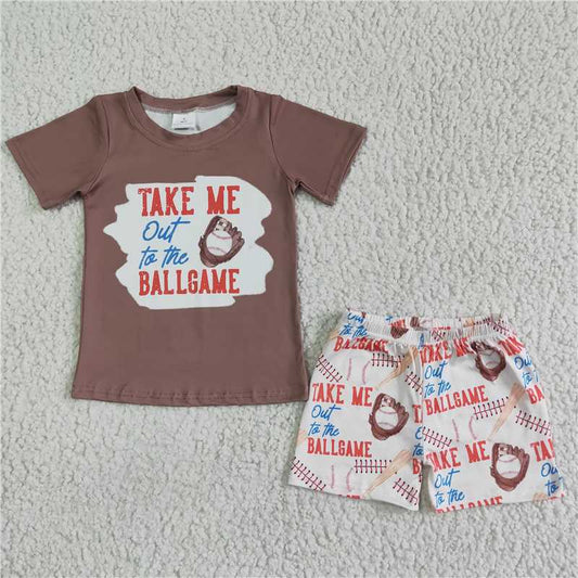 BSSO23  Baby boys ballgame khaki shorts sets