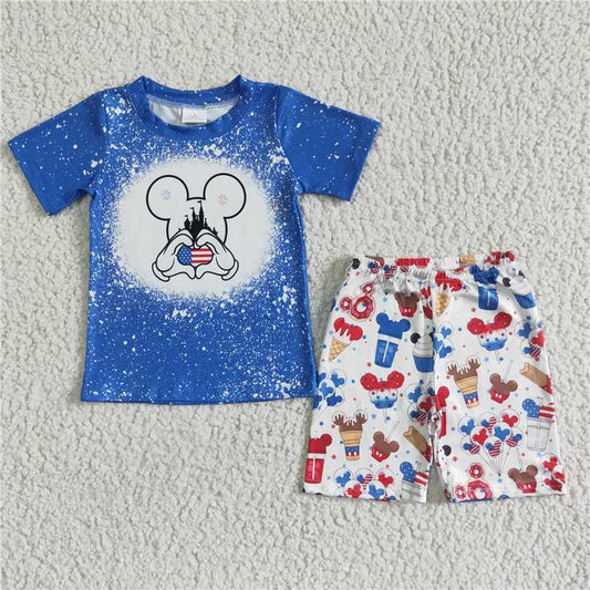 BSSO0068 Baby boys 4th of July castle ruffle shorts