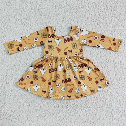 GLD0013 Halloween ghost orange baby girls dresses