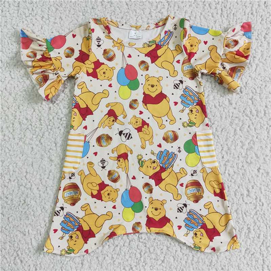 GSD0114 Winnie the Pooh lace short-sleeved pocket dress