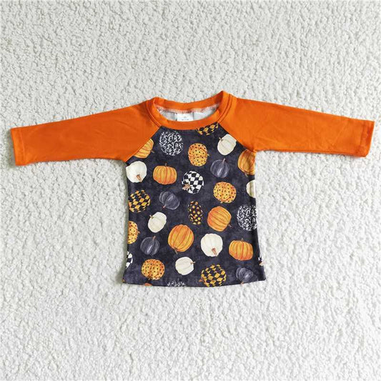 BT0024 Baby Boys fall pumpkin orange shirts
