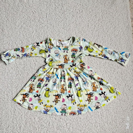 10.2 RTS NO MOQ（In stock）G4-12-5] Baby Girls Winter Dress Children's light yellow long-sleeved dress
