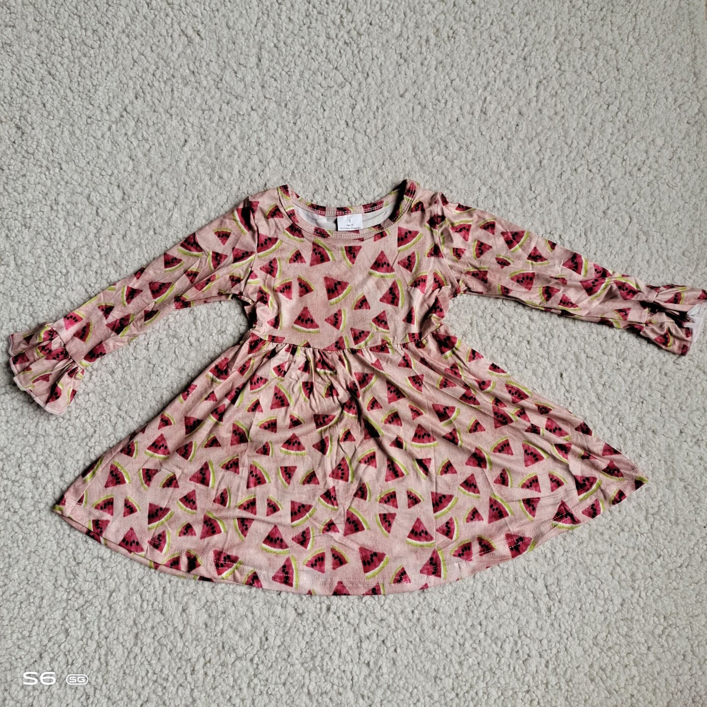 10.2 RTS NO MOQ（In stock）G4-12-6/ Baby Girls Winter Dress Watermelon rind pink long-sleeved skirt