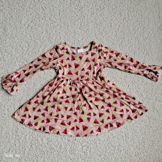 10.2 RTS NO MOQ（In stock）G4-12-6/ Baby Girls Winter Dress Watermelon rind pink long-sleeved skirt
