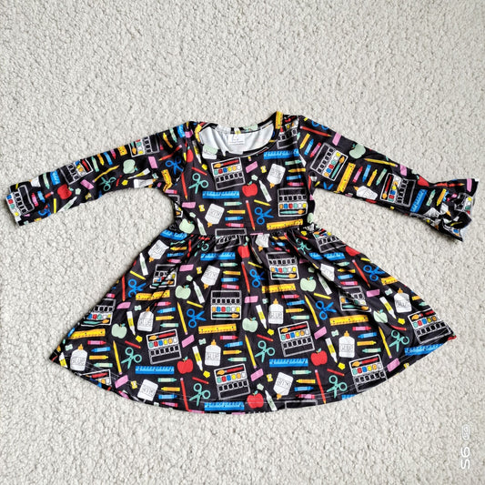 10.2 RTS NO MOQ（In stock）G4-12-6/. Baby Girls Winter Dress Color cosmetics black long-sleeved dress