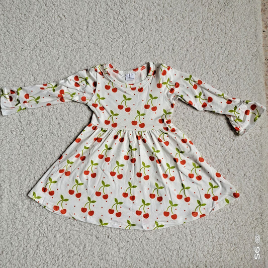 10.2 RTS NO MOQ（In stock）G4-12-7* Baby Girls Winter Dress Orange cherry white long-sleeved dress