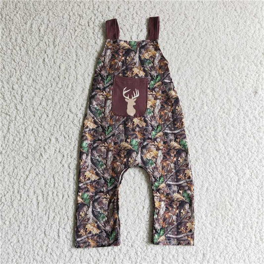 SR0099 Sibling Girls Boys Real Tree Camo Deer Print Rompers Jumpsuits