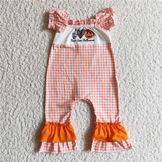 SR0092 Baby girls peace love Halloween floral rompers